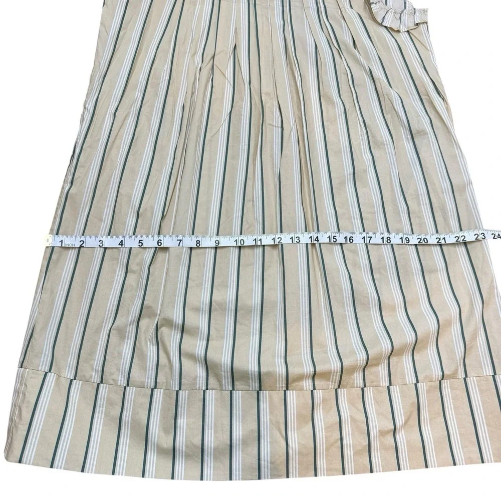 Striped Sleeveless Ruffle 100% Cotton Midi Dress Garden Party Brunch Medium